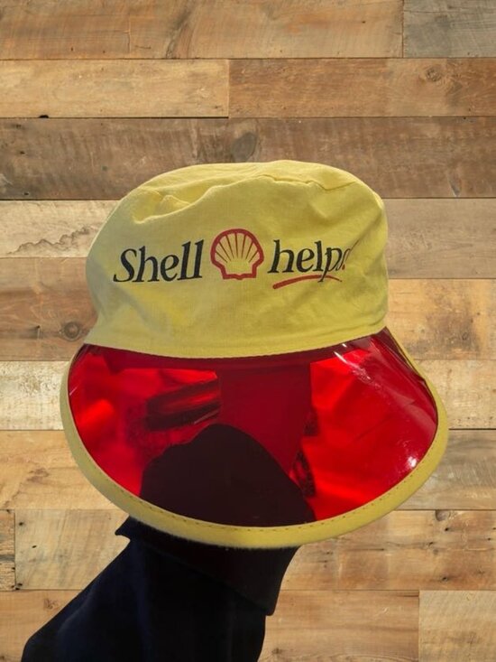 Accessories - Vintage Shell Helps Promo Hat w/ Red Visor | Retro Gas Station Cap